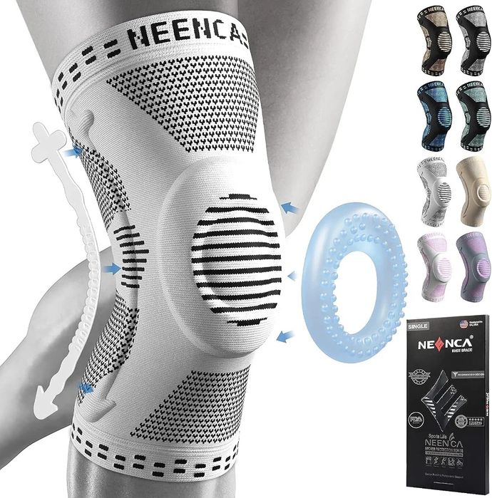 Genunchiera NEENCA, compresie, perna gel patela, stabilizatoare laterale, ideala pt alergare, artrita, menisc si dureri articulare.