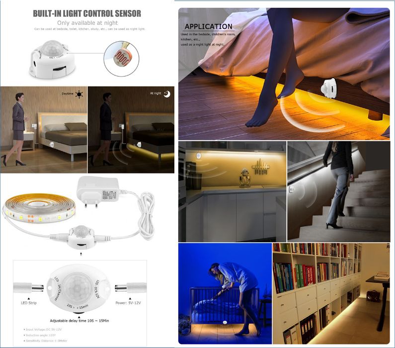 Banda Led 12V cu senzor de miscare. Luminneaza doar seara. Nou!