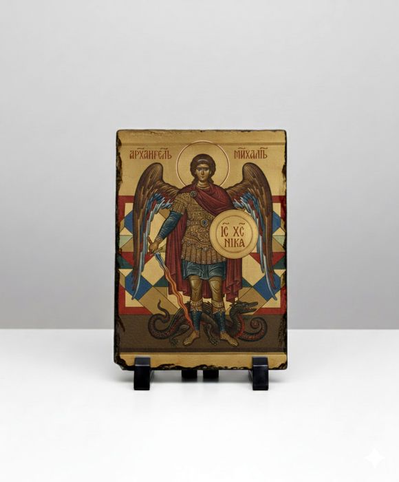 Икона отпечатана върху камък