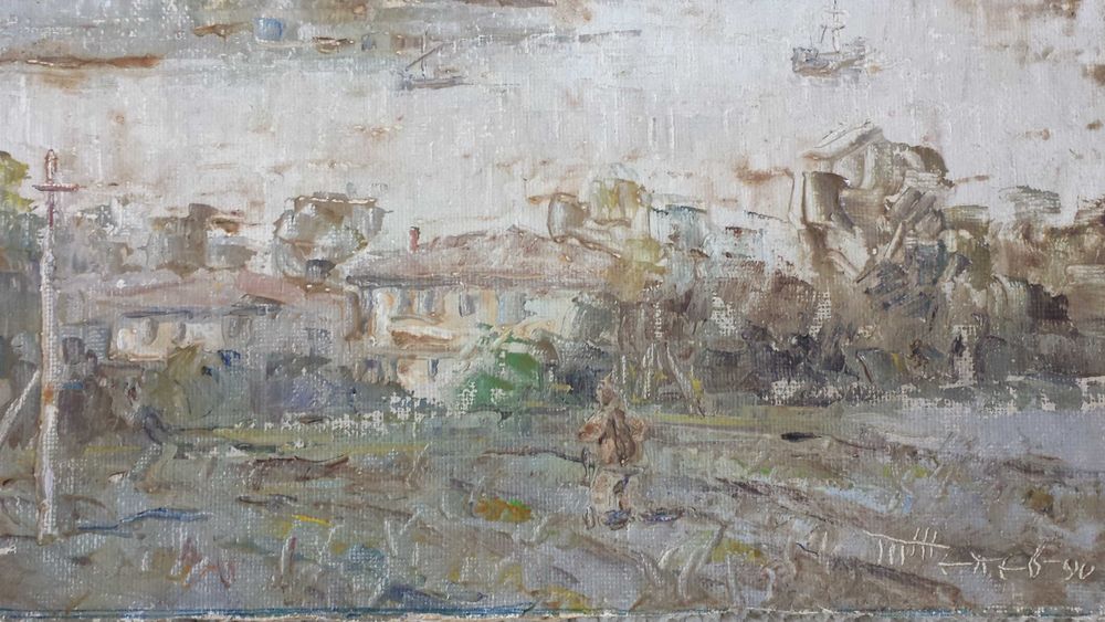 Картина Пейзаж ( маслени бoи) 1990 г / Теньo Желев