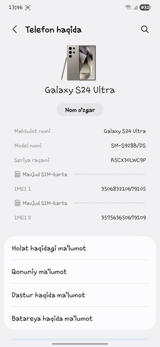 Samsung Galaxy S24 Ultra sotiladi