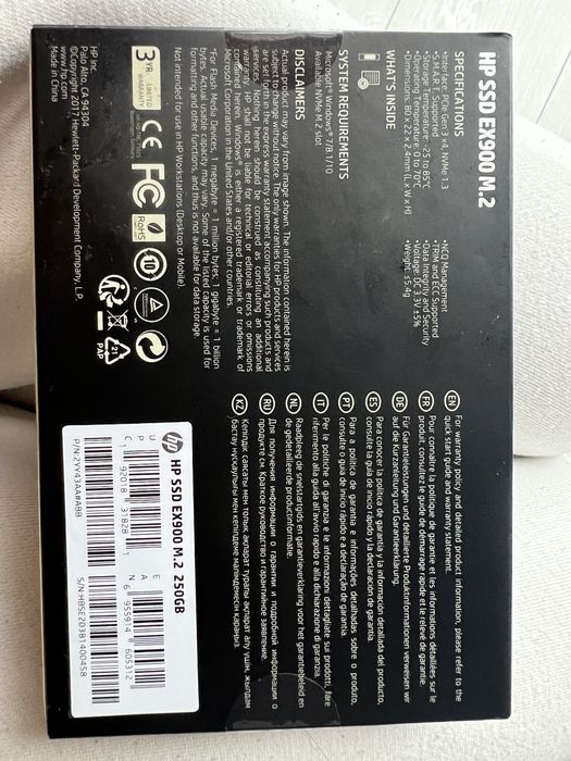 HP SSD EX900 M.2 - 250 gb (NOU)