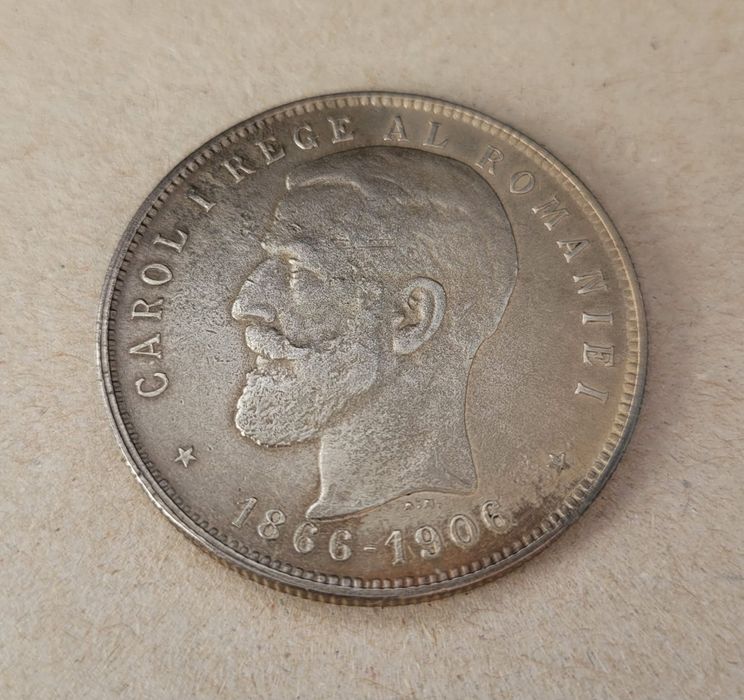 Moneda veche argint 5 lei 1906 România
