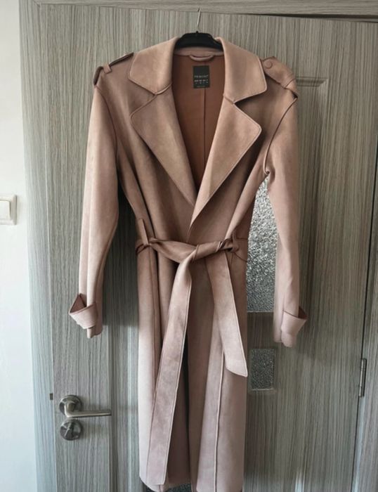 Trench - palton subtire piele intoarsa roz pal Primark