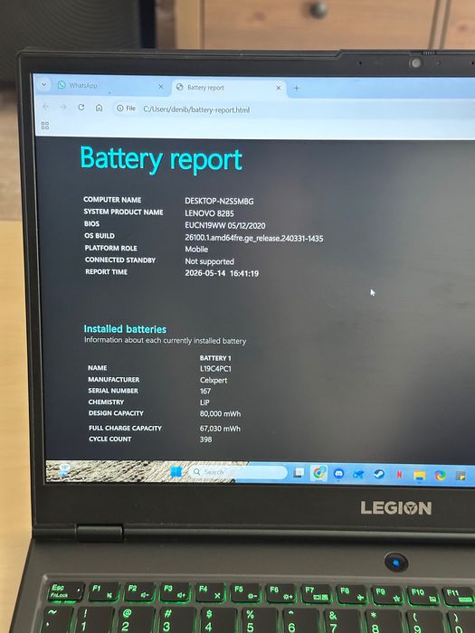 Lenovo Legion 5 Gaming 15ARH05H | Ryzen 5 4600H | 16GB RAM | GTX 1650 4GB | 120Hz | Baterie 6hr