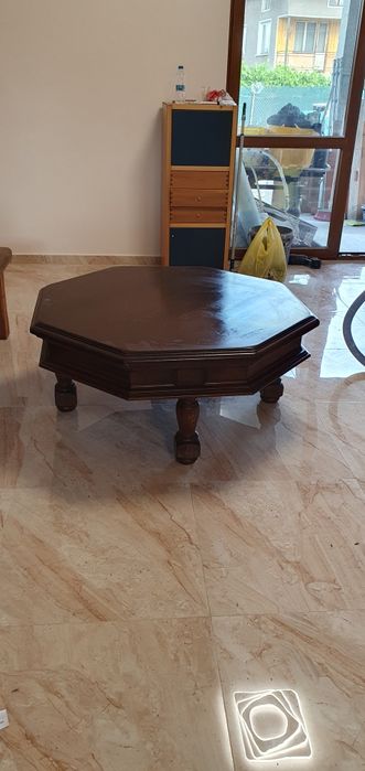 Масивна дъбова шестоъгълна маса