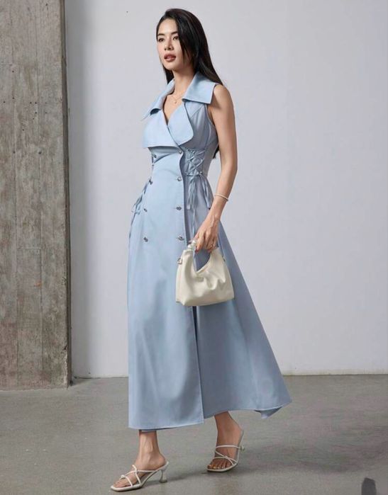 Rochie bumbac, S, reglabila la xs sau M, bleu