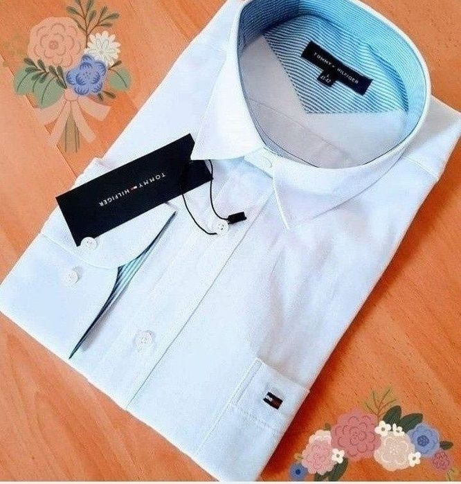 Cămașă barbati alb imaculat, model slim fit, logo brodat