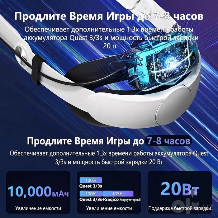 Крепление для Oculus Quest 3 и 3s с магнитной батареей 10000 mAh