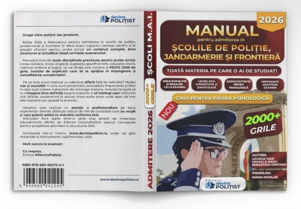Manual 2026 admitere Scoala de Politie, de jandarmi, de frontiera