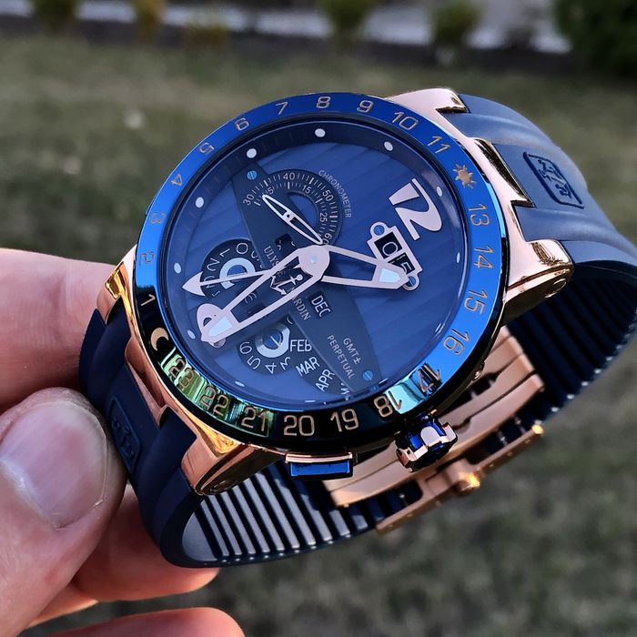 Ulysse Nardin Gmt - Perpetual Blue Dial Rubber