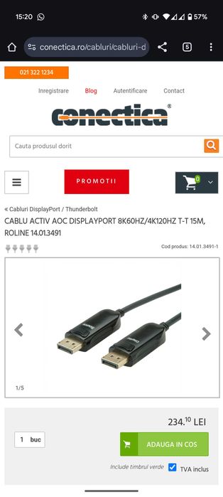Roline Display Port 1.4 8k AOC 15 metri