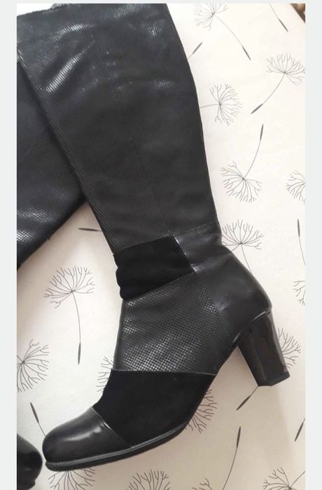 Дамски ботуши естествена кожа и велур