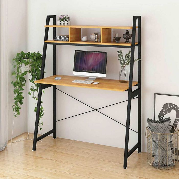 Бюро ученическо, офис, индустриален стил, Модерен, библиотека 2 рафта