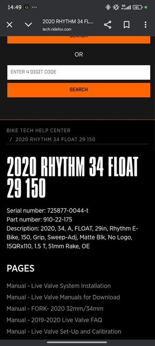 Furcă Fox 34 rhythm 150mm