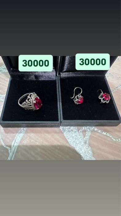 Кольцо и серьги серебро винтаж