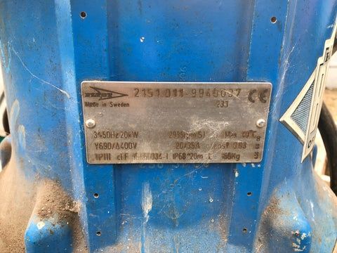 Pompa trifazata Flygt pentru apa murdara, 20kW, 210mc/h, 20m