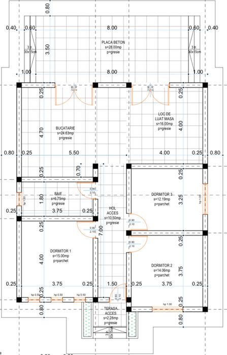 CASE MODERNE -Plan parter             Preț: 120.000€ + TVA