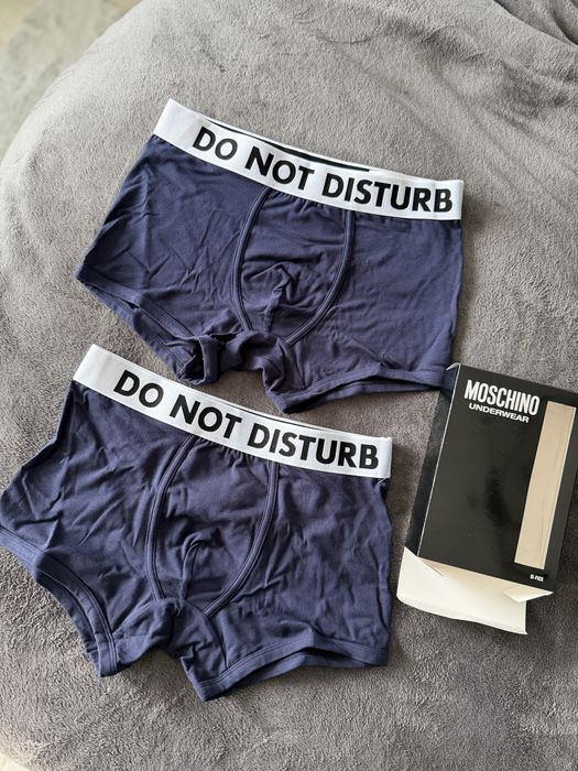 Moschino set 2 boxeri bleumarin cu alb "Do not disturb" marimea S noi