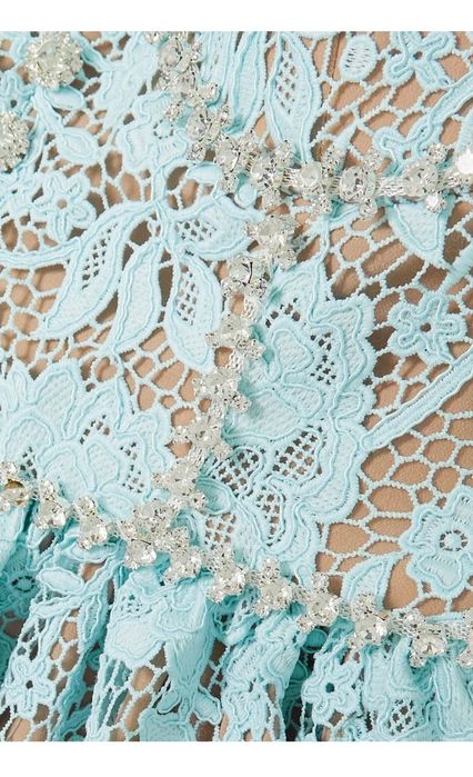 Рокля Self-portrait S/XS/UK8 синя дантела официална midi корсет криста