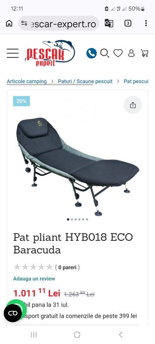 Pat pliabil Baracuda model HYB018 ECO