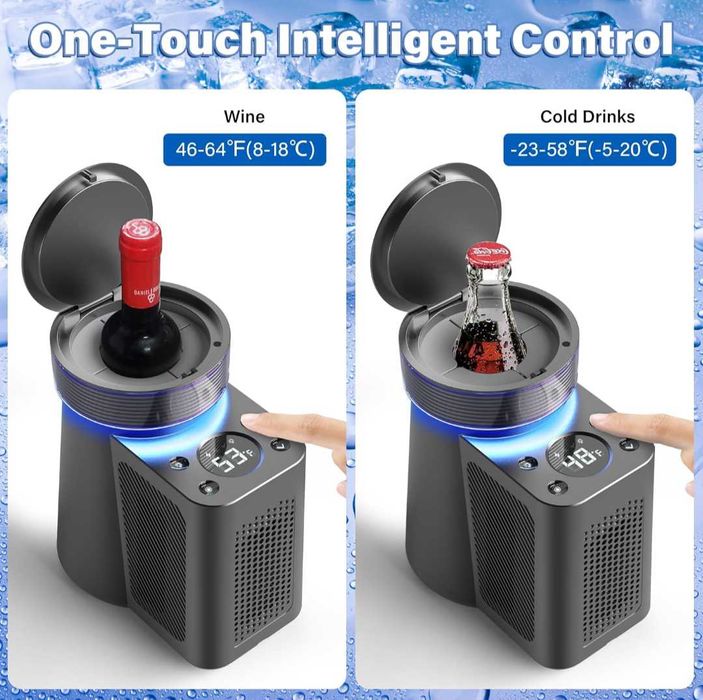 Охладител за вино с LEDсветлини дигитален дисплей за температура 750мл