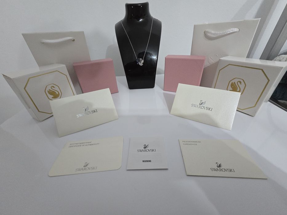 Pandantiv Swan Lebădă, Albastru, Finisaj metalic mixt