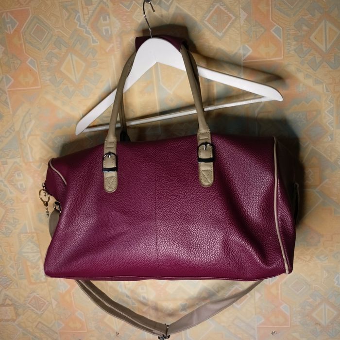 Geantă de voiaj / Weekend bag - Vișiniu & Bej