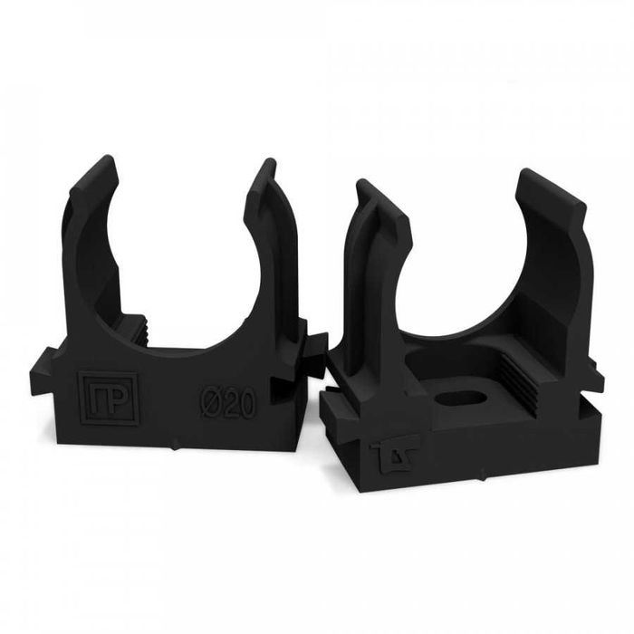 Крепеж-клипса для труб Промрукав черная/серая D20мм 100шт