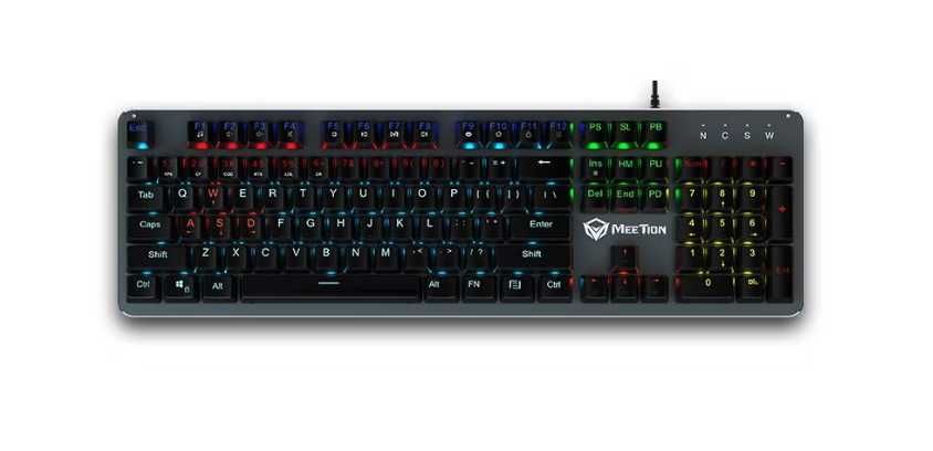 Tastatura gaming Mecanica Meetion MK007 iluminare rainbow, switch Outemu Blue, negru, USB