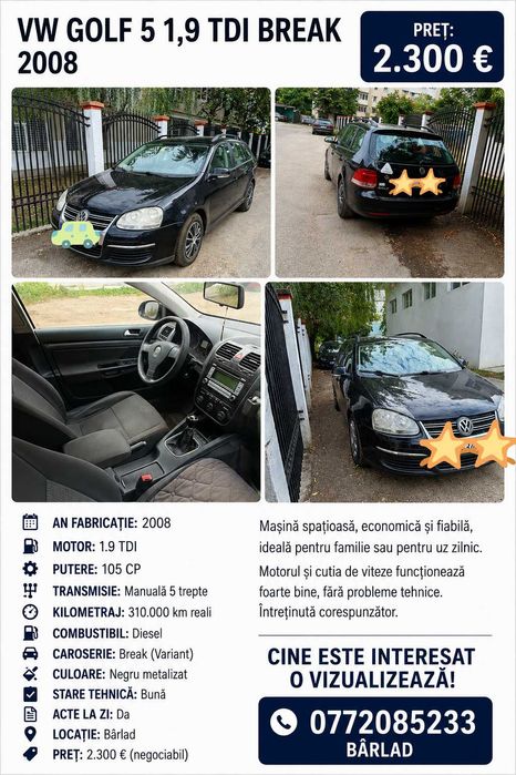 Vând golf V 1.9 tdi