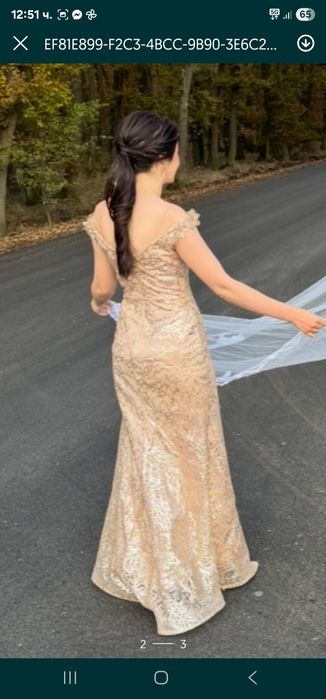 Красива рокля в бежово размер S