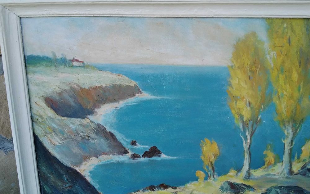 Стара картина масло върху фазер голяма