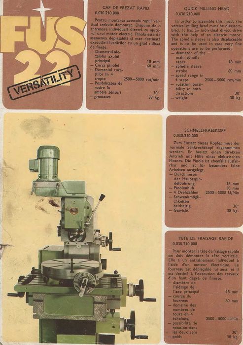 B296 Cap de frezat rapid cu pensete freza Fus 22 NOU NEFOLOSIT