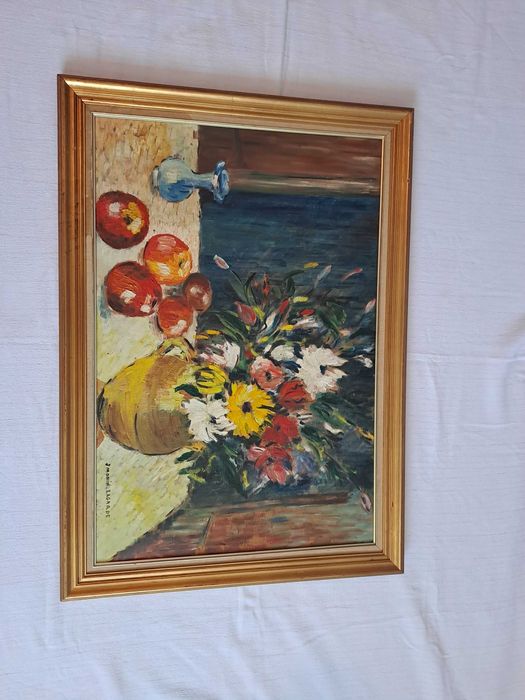 tablou pictura pe placaj 83/59 cm semnat