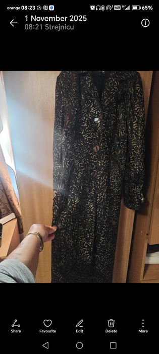 Palton dama lung, din piele naturala animal printat