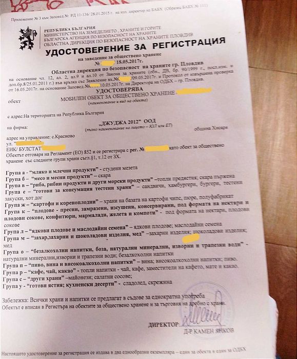 кемпер за бързо хранене Бургербус „Food track„ обурудван