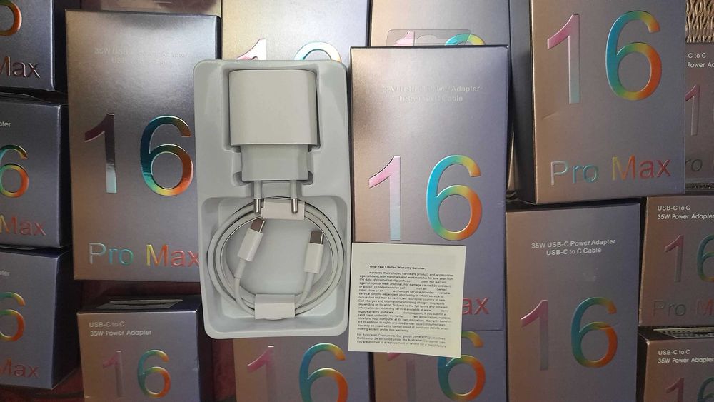 set Incarcator 35w fast charge iPhone 15 16 17 Pro Max , noi sigilate