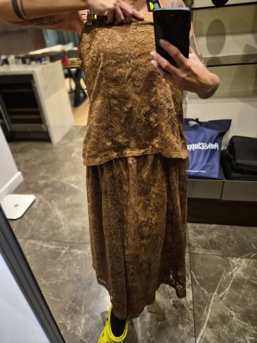 кафява дантела  рокля