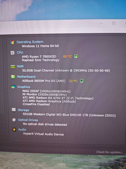 Ryzen 7 7800X3D | 6700 XT | 32 GB RAM | 1TB NVMe