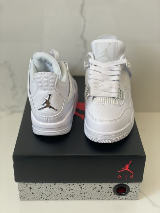 Air Jordan 4 Pure Money White Metallic Silver Full Box VerificareColet