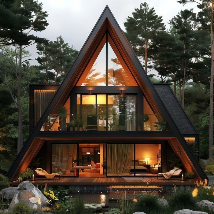 A-frame дом с панорамными окнами под ключ
