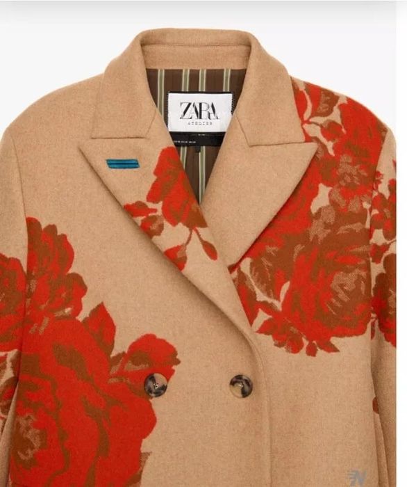 Palton din lână și mătase cu  paiete Zara Atelier