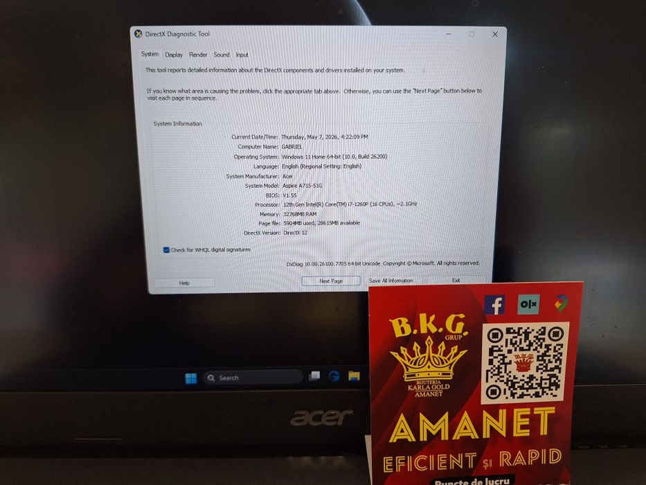Acer Aspire 7 Amanet BKG