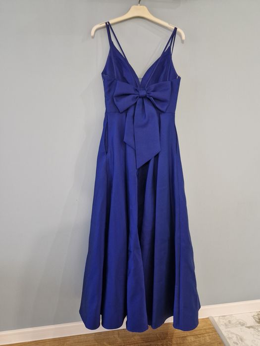 Официална дълга синя рокля за бал