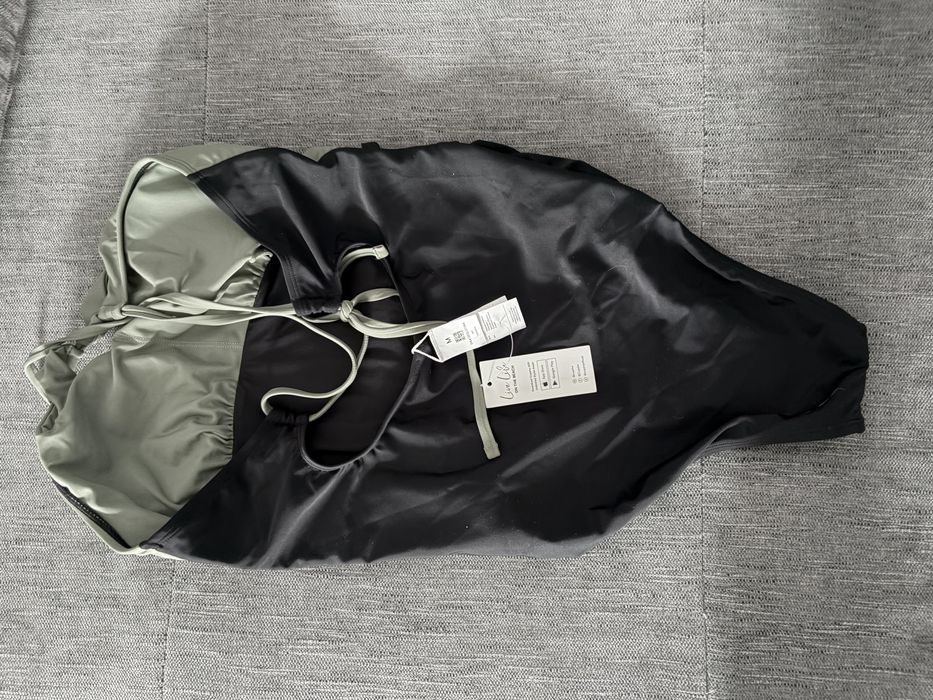 CUPSHE Costum de Baie pentru Femei cu Gât Înalt – Negru/Verde S