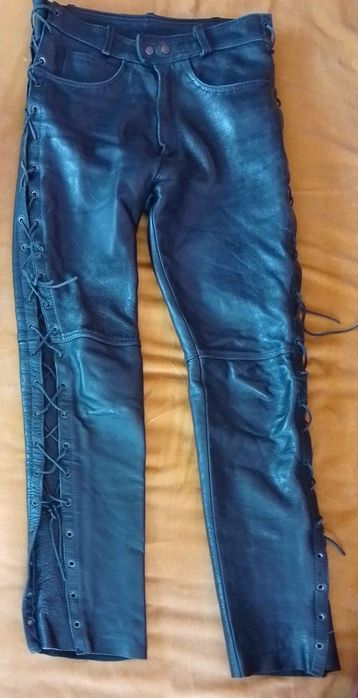 Черен мото панталон ,мъжки панталон, гащеризон от ек