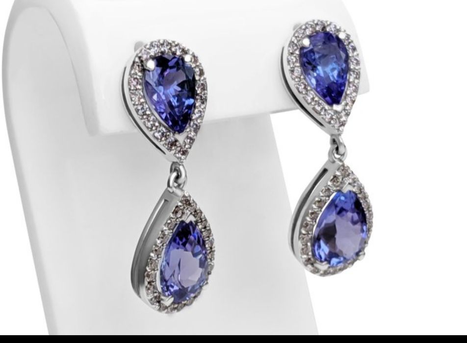 Cercei cu diamante și tanzanite