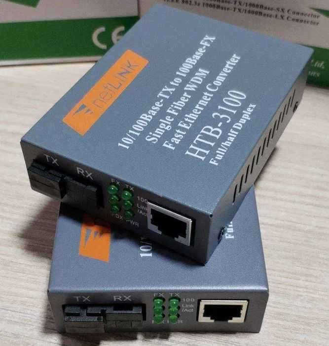 Медиа конвертер гигабитный оптический, 3 км, SC 10/100/1000 км.