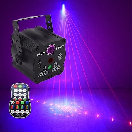 Proiector de lumini disco,RGB, 8W, LÁSER+LED, telecomanda,nou